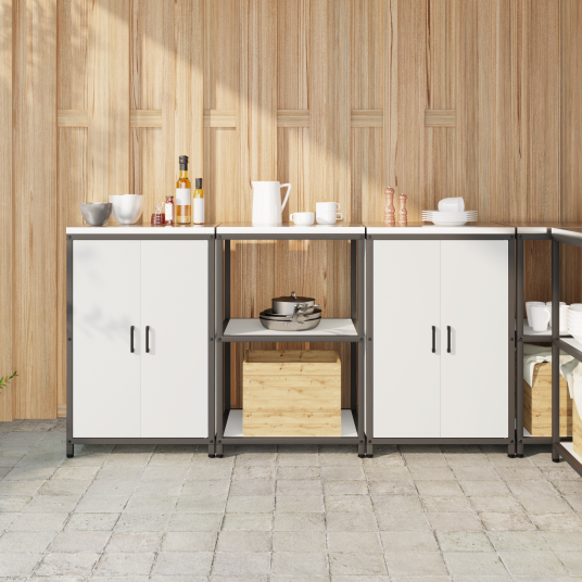  Kjøkkenoppbevaringssett med hylle 3 pcs Hvit 180 x 50 x 92 cm