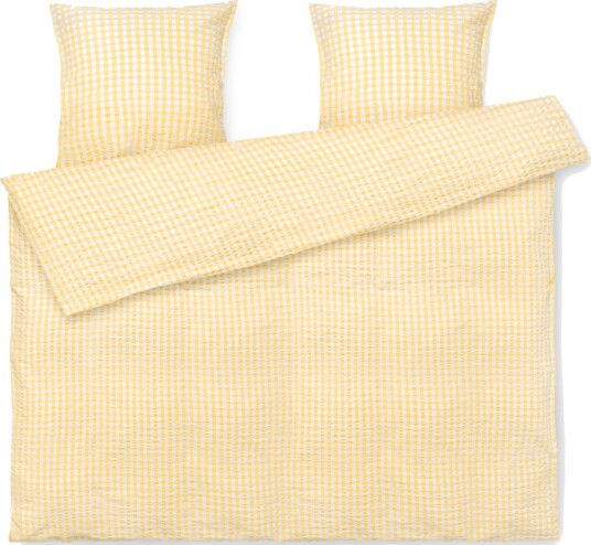 Juna JUNA dobbelt sengetøy 200x220 cm   100% økologisk bomull   Kreppsengetøy gul