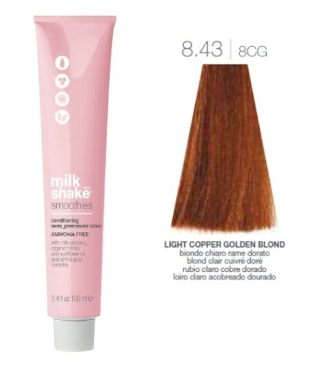 Milk Shake Milk Shake Smoothies Ammonia-Free Semi-Permanent Hair Dye 8.438Cg Light Copper Golden Blond 100 Ml For Women