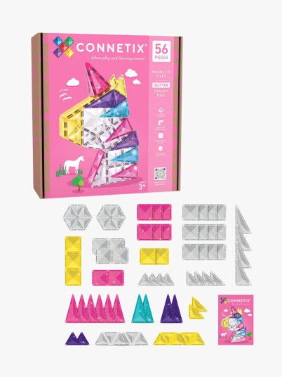 Connetix Glitter Enhjørning Magnetsett 56 Deler