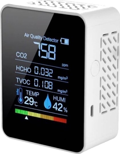 Innendørs Luftkvalitetsmåler med CO2 deteksjon 5 Sensor Kompakt Digital Enhet