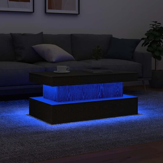 Salongbord med LED lys svart eik 90x50x40 cm Salongbord med LED lys svart eik 90x50x40 cm