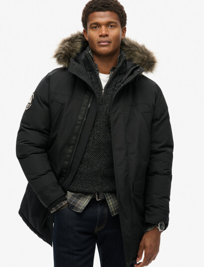 Superdry Everest Faux Fur Parka Jacket - Black - S