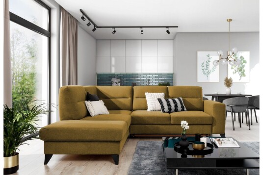 Anglika Sofa m. Sjeselong 4 seters   Gul