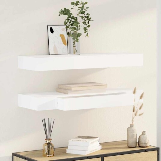 vidaXL Vegghyller med skuff 2 stk hvit 80 cm vidaXL Vegghyller med skuff 2 stk hvit 80 cm
