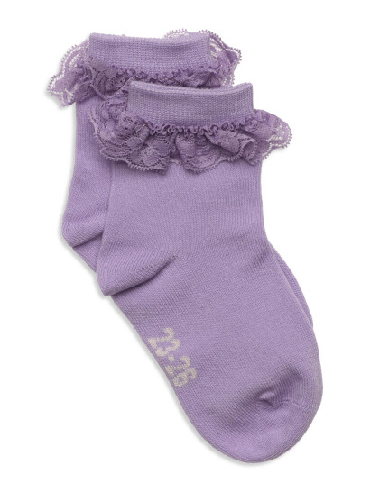 Minymo Ankle Sock W. Lace - Purple - 35/38