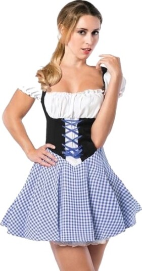 Partychimp Oktoberfestkjole Lena Blå Og Sort