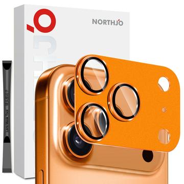 Northjo iPhone 17 Pro full beskyttelse matt metall og kameralinsebeskyttelse av herdet glass   oransje