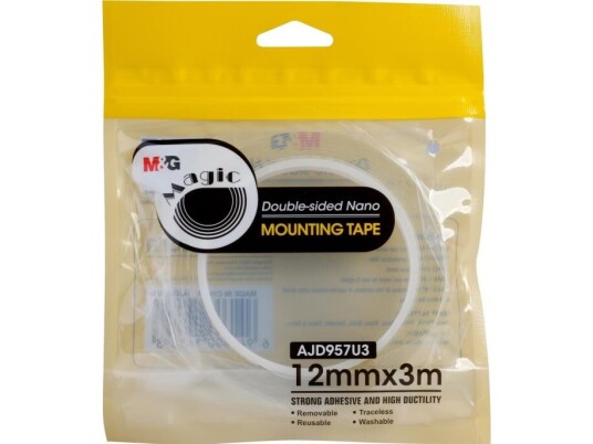 M&G Nano Tape monteringstape, dobbeltsidig, gjennomsiktig, 12mm 3m MG