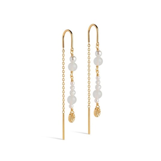 Enamel Copenhagen Sofia Earring White and Pearls Gullfarge 55 mm