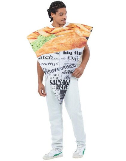 Fish and Chips Unisex Kostyme til Voksen Onesize Fish and Chips Unisex Kostyme til Voksen Onesize