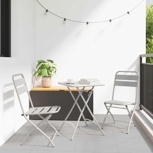 Sammenleggbare Hage Stoler 2 stk Beige 42x52x82 cm Pulverlakkert Stål