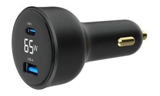 Gembird car power adapter - LCD display - USB 24 pin USB-C - 65 Watt