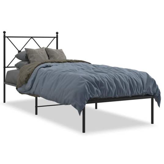  Sengeramme i metall med hodegavl svart 75x190 cm 8721012373761