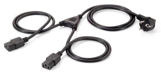 EQUIP Powerkabel split 1,8 m 220V 1plugM>2appF 1x1,4m - 2 x 40cm SORT