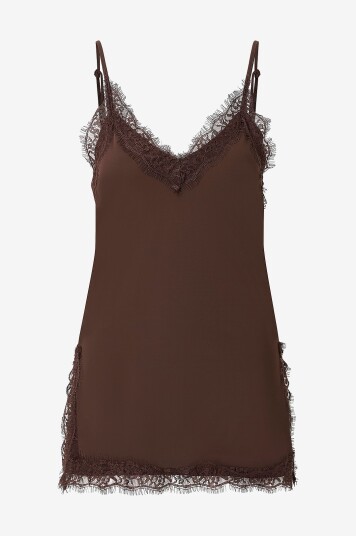 Gina Tricot Topp Lace Detail Singlet Brun