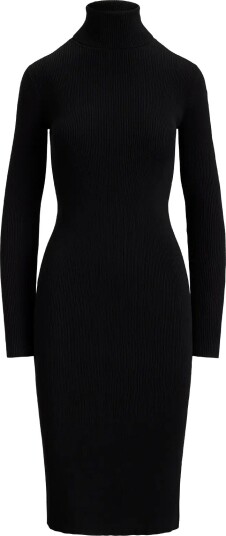 Lauren Ralph Lauren Cotton Modal Turtleneck Sweater Dress BLACK M