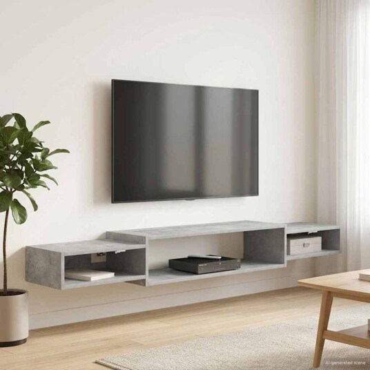 vidaXL Vegghengt TV-skap Veggmontert Betonggrå 180 x 28 x 21 cm