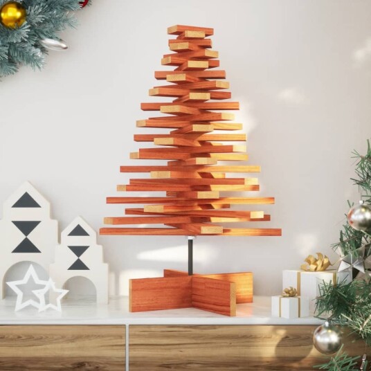 Vidaxl Juletre av tre til pynt voksbrun 80 cm heltre furu Vidaxl Juletre av tre til pynt voksbrun 80 cm heltre furu