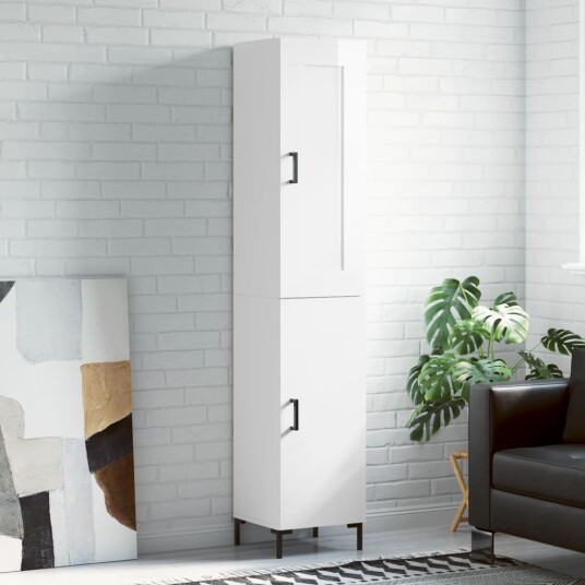 vidaXL Highboard høyglans hvit 34,5x34x180 cm konstruert tre 8720845495534