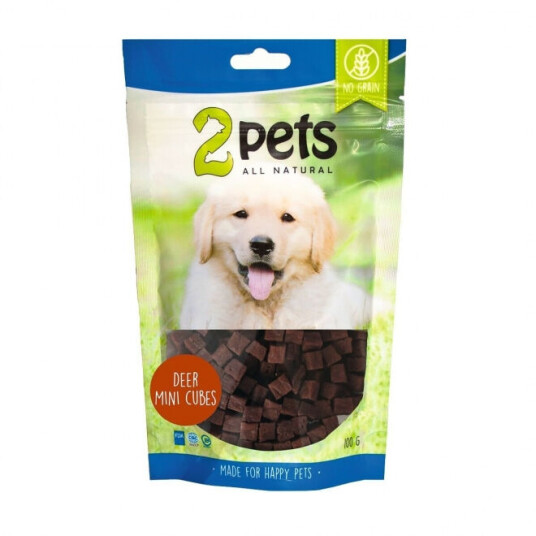 2Pets Hundegodbiter Hjort Mini Cubes 100 g