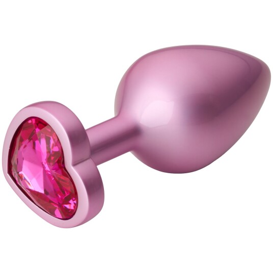 Baseks Pink Pearlescent Heart Jewel Metall Buttplugg Medium 82 cm Pink