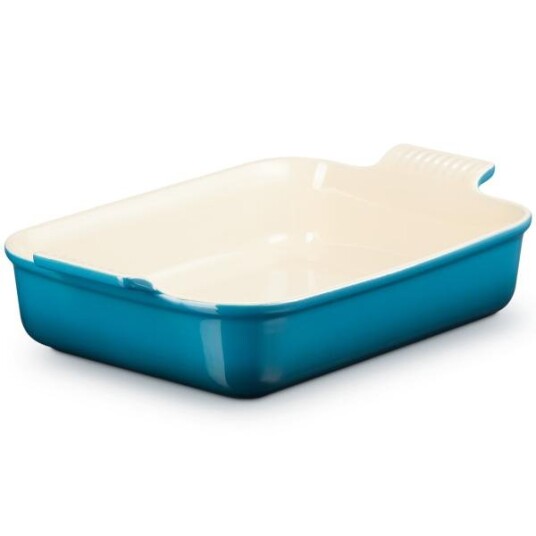 Le Creuset Heritage rektangulært fat 32x24 cm deep teal