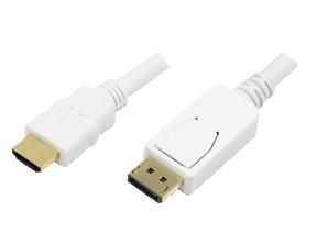 LogiLink 2m DisplayPort til HDMI Kabel Hvit 1920x1080 Piksler
