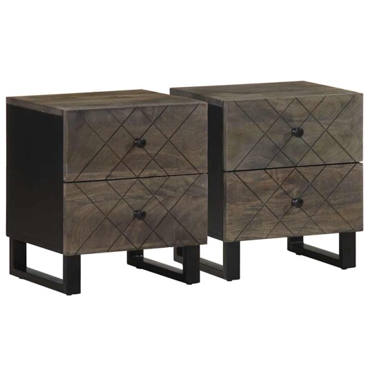  Nattbord 2 stk svart 40x33x46 cm heltre mango 8721158447760