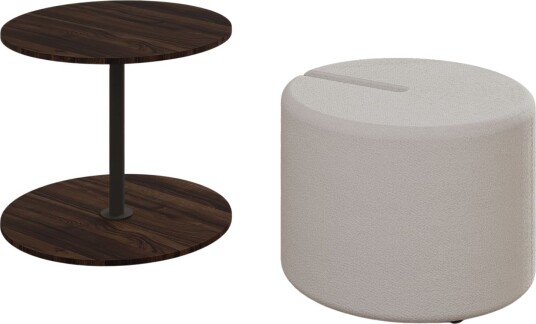 Torven Sett med sidebord 43x47x43 cm - Valnøtt
