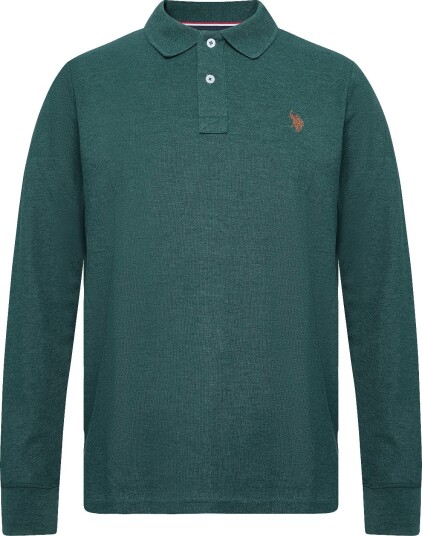 U.S. Polo Assn. Uspa Polo Ls Brett Men RAIN FOREST MÉLANGE M U.S. Polo Assn. Uspa Polo Ls Brett Men RAIN FOREST MÉLANGE M