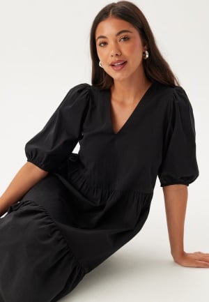BUBBLEROOM Midi Puff Sleeve Dress Black L BUBBLEROOM Midi Puff Sleeve Dress Black L