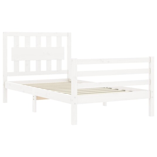 vidaXL Sengeramme med hodegavl hvit 2FT6 liten enkel heltre 8720845994426