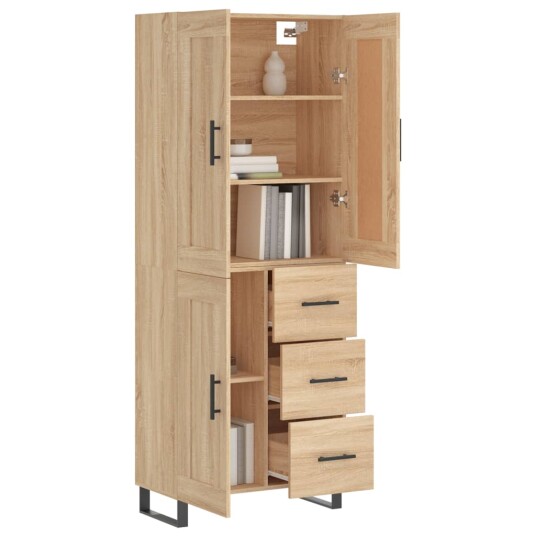 Highboard sonoma eik 69,5x34x180 cm konstruert tre