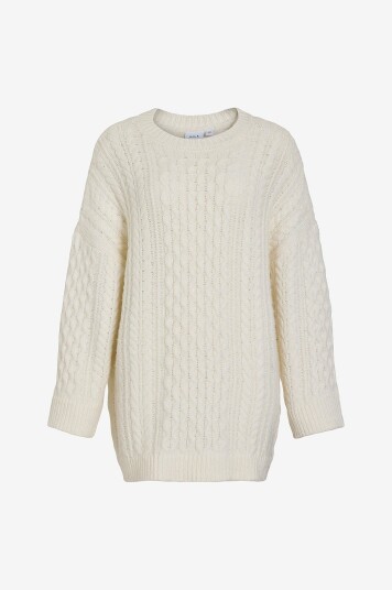 Vila Genser viKaia L/s Oversize Cable Knit Grå