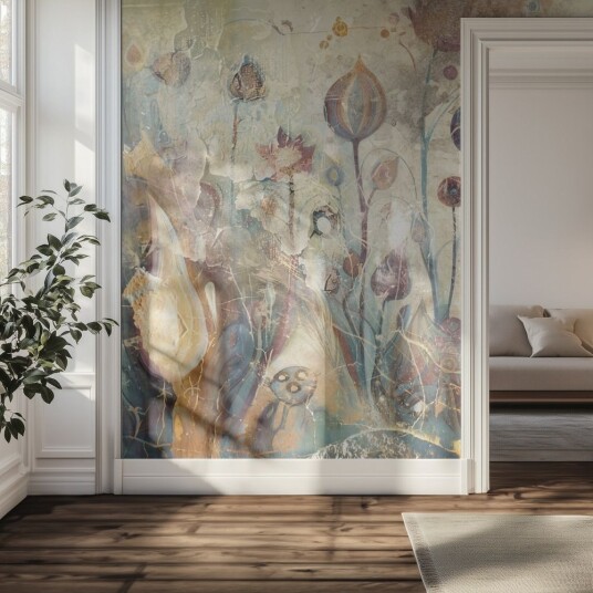 Tapet Pastell Blomsterkunst Tapet Pastell Blomsterkunst