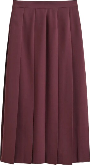 Gant Wide Pleated Midi Skirt Burgundy 34