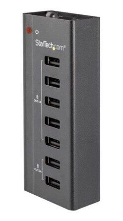 StarTech.com 7 Port USB Charging Station with 5x 1A Ports and 2x 2A Ports charging strip - + AC power adapter