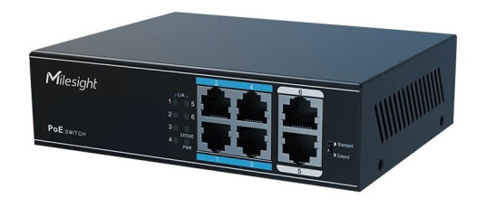 Milesight Ms-S0204-El - Switch - 4 X 10/100 (Poe+) + 2 X 10/100 (Opplink) - Stasjonær, Veggmonterbar - Poe+ (65 W)