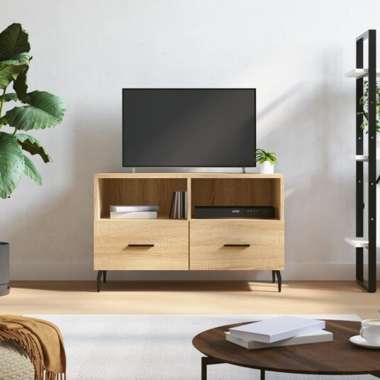 vidaXL TV-benk sonoma eik 80x36x50 cm konstruert tre