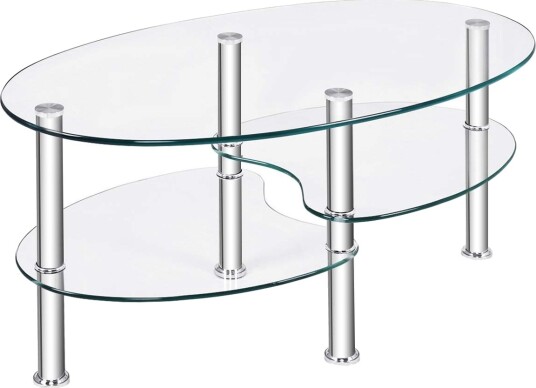 3 lags glassbord med moderne oval design Tre lags gjennomsiktig hylle