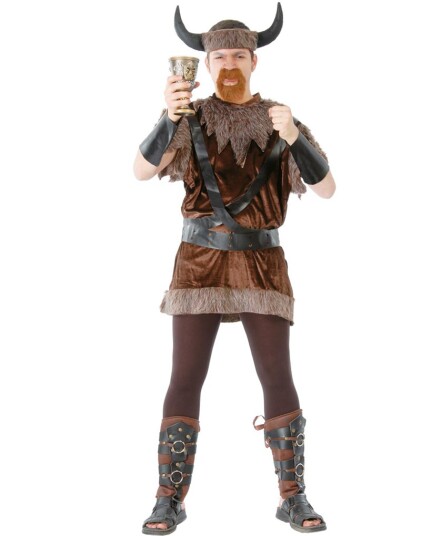 Brunt Vikingkostyme til Mann 4 Deler Strl M