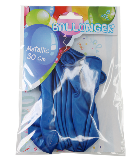 Ballonger metallic 8pk blå