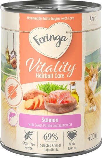 Feringa Vitality Hairball Care Våtfôr Til Katt Laks 6 X 400 G Feringa Vitality Hairball Care Våtfôr Til Katt Laks 6 X 400 G