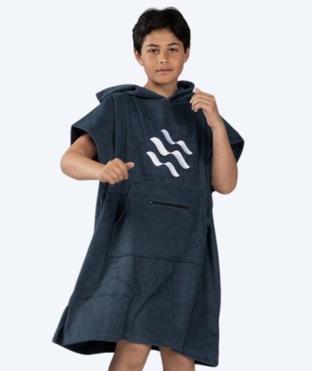 Watery badeponcho for junior 6-14 år - Bomull - Mørkeblå