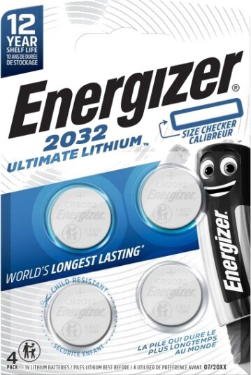 Energizer CR2032 3 V Litium Knappecellebatteri 240 mAh 4-pakning