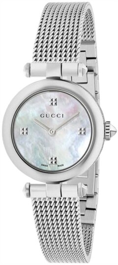 Gucci Dameklokke YA141504 Diamantissima Hvit/Stål Ø27 mm Gucci Dameklokke YA141504 Diamantissima Hvit/Stål Ø27 mm