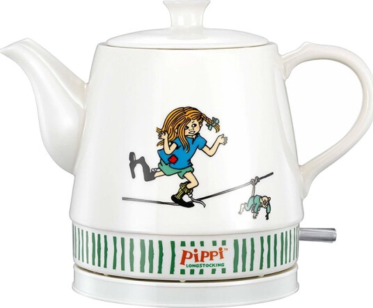 Trådløs vannkoker i keramikk, 0,8 l, Pippi Circus-design Trådløs vannkoker i keramikk, 0,8 l, Pippi Circus-design