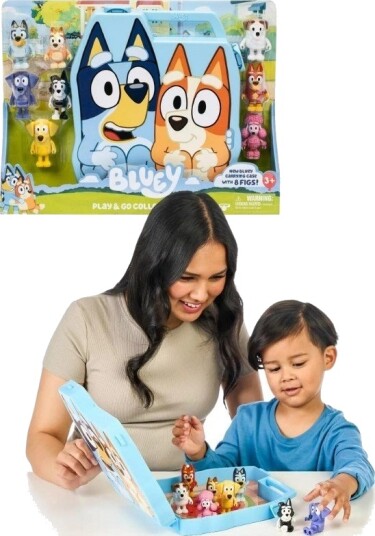 Bluey Play & Go Samlekoffert med 8 figurer Bluey Play & Go Samlekoffert med 8 figurer