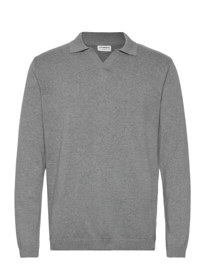 Lindbergh Splitneck Recycled Yarn Knit - Grey - L Lindbergh Splitneck Recycled Yarn Knit - Grey - L